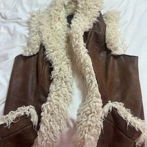 INC International Concepts Leather Fur Vest